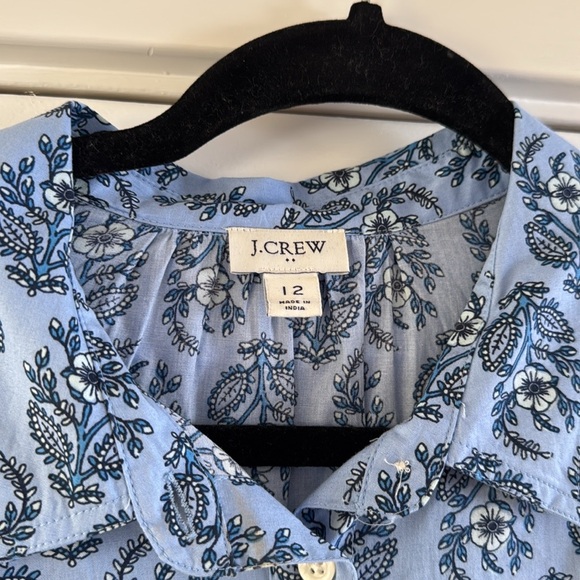 J Crew colored Blue Patterned button down Shirt Dress - Picture 3 of 12